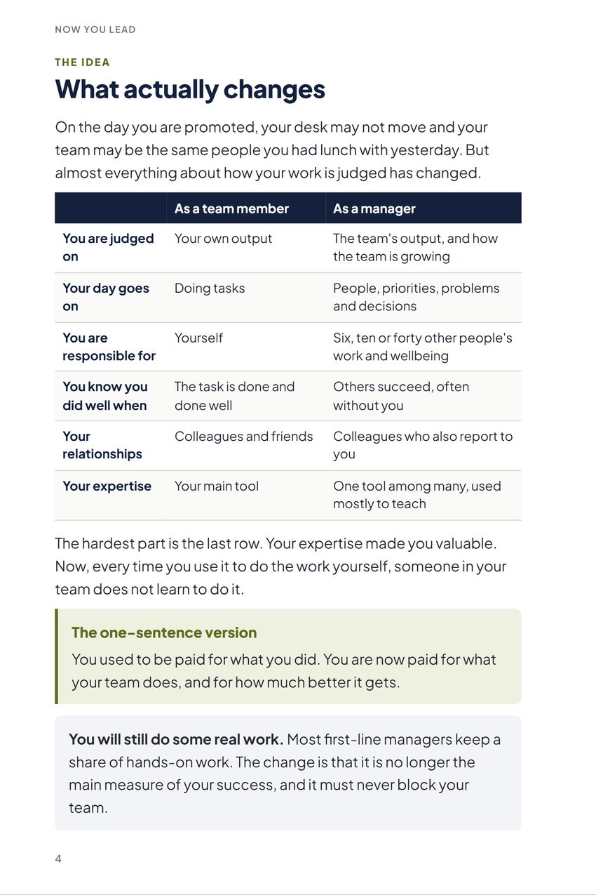 Now You Lead, The idea: What actually changes